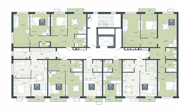 
  Продается 2-комн. квартира 56.37 м², в ЖК Дом в Мичуринском, блок 2. Фото 1.