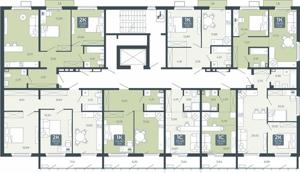 
  Продается 2-комн. квартира 72.82 м², в ЖК Дом в Мичуринском, блок 2. Фото 1.