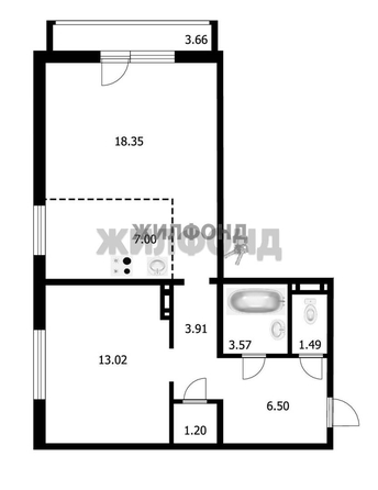 
  Продается 2-комн. квартира 55 м². Фото 11.