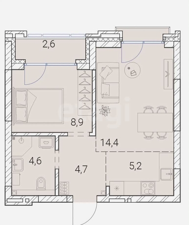 
  Продается 2-комн. квартира 40.4 м², в ЖК Тайм Сквер. Фото 12.
