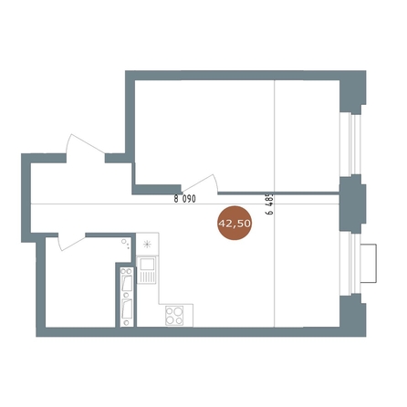 
  Продается 1-комн. квартира 42.8 м², в  19/56 Кварталы Телецентра, 2. Фото 1.