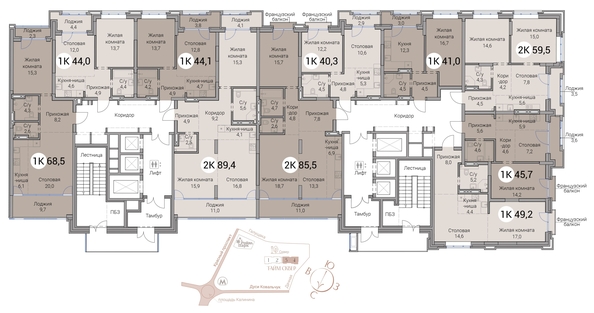 
  Продается 2-комн. квартира 68.5 м², в ЖК Тайм Сквер. Фото 19.