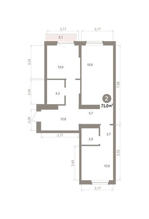 
  Продается 2-комн. квартира 70.98 м², в ЖК Лебедевский квартал, д 1. Фото 1.