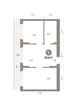 
  Продается 1-комн. квартира 56.8 м², в ЖК Лебедевский квартал, д 1. Фото 1.