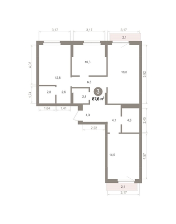 
  Продается 3-комн. квартира 87.6 м², в ЖК Лебедевский квартал, д 1. Фото 1.