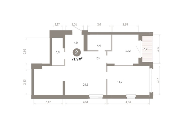 
  Продается 2-комн. квартира 71.93 м², в  Квартал Молодость, дом 1. Фото 1.