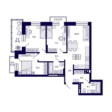 
  Продается 3-комн. квартира 82 м², в ЖК Сподвижники, дом 1. Фото 1.