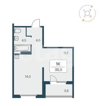 
  Продается 1-комн. квартира 38 м². Фото 8.