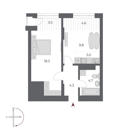 
  Продается 2-комн. квартира 47.6 м², в ЖК ОСКАР, дом 2. Фото 1.