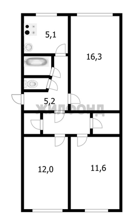 
  Продается 3-комн. квартира 61 м². Фото 13.