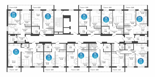 
  Продается 1-комн. квартира 46.16 м², в ЖК Семейный квартал, дом 4. Фото 1.
