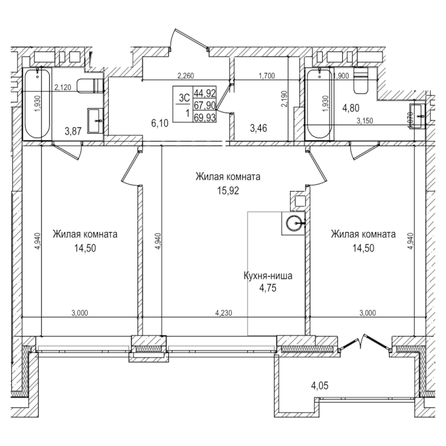 
  Продается 2-комн. квартира 67.9 м², в ЖК Горького, 10. Фото 1.