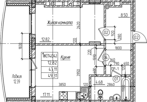 
  Продается 1-комн. квартира 43.1 м², в ЖК Возрождение. Фото 1.