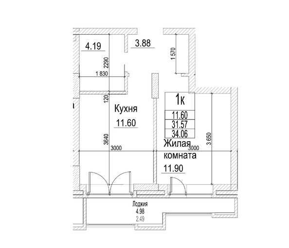 
  Продается 1-комн. квартира 31.57 м², в ЖК Чернышевский, корп 3.3. Фото 1.