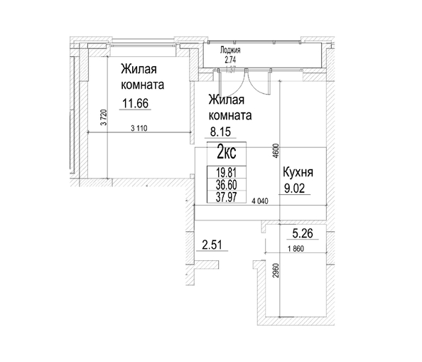 
  Продается 2-комн. квартира 36.6 м², в ЖК Чернышевский, корп 3.3. Фото 1.