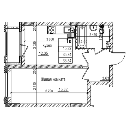 
  Продается 1-комн. квартира 35.3 м², в ЖК Чернышевский, корп 3.3. Фото 1.