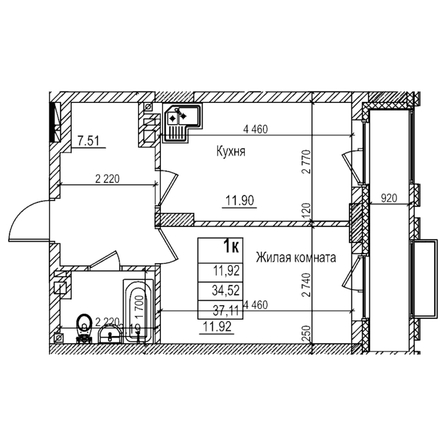 
  Продается 1-комн. квартира 34.5 м², в ЖК Чернышевский, корп 3.3. Фото 1.