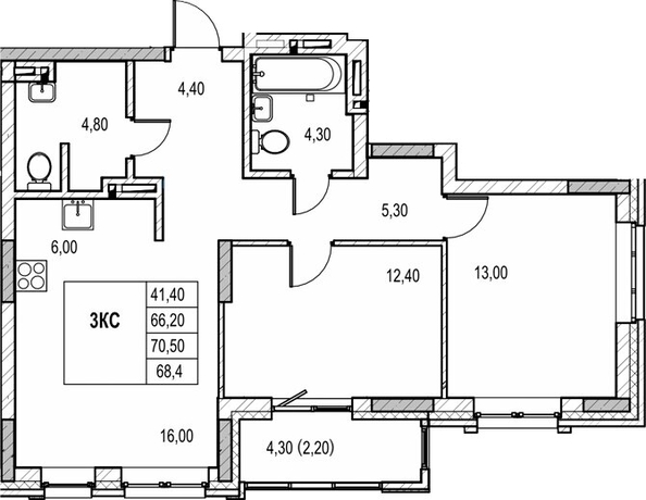 
  Продается 2-комн. квартира 66.2 м², в ЖК Автограф. Фото 1.