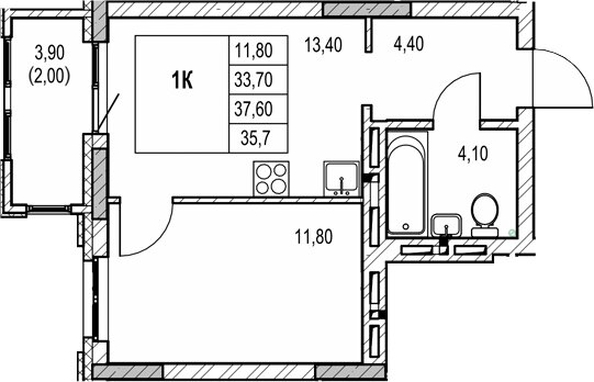 
  Продается 1-комн. квартира 33.7 м², в ЖК Автограф. Фото 1.