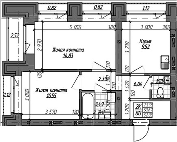 
  Продается 2-комн. квартира 50.8 м², в ЖК Комсомольский проспект, дом 2. Фото 1.