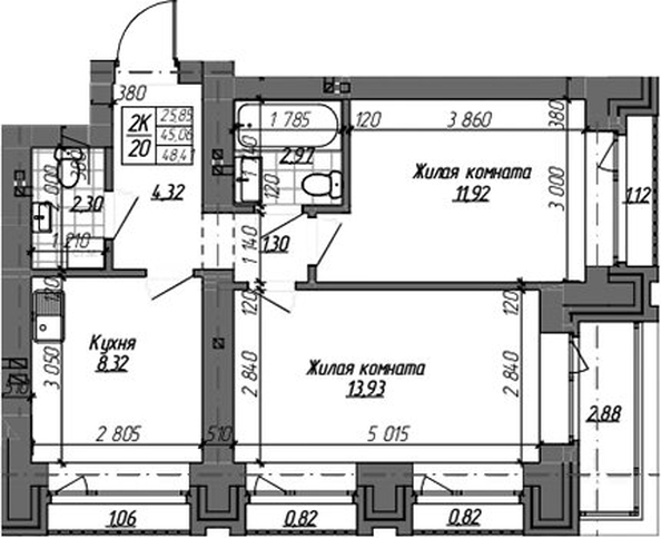 
  Продается 2-комн. квартира 45 м², в ЖК Комсомольский проспект, дом 2. Фото 1.