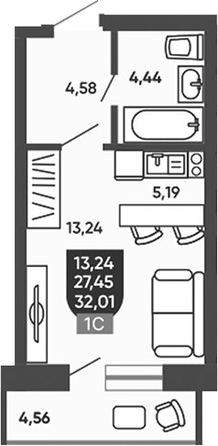 
  Продается студия 28.36 м², в ЖК Ермак. Фото 1.