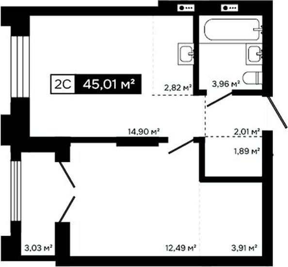 
  Продается 2-комн. квартира 41.98 м², в ЖК Платина. Фото 1.