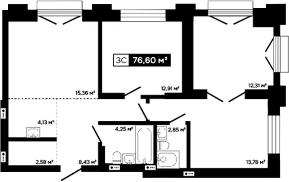 
  Продается 2-комн. квартира 64.29 м², в ЖК Платина. Фото 1.