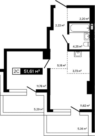 
  Продается 2-комн. квартира 40.96 м², в ЖК Платина. Фото 1.