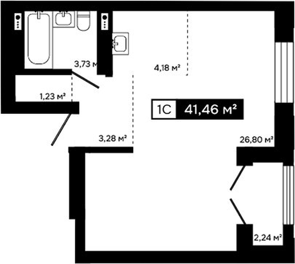 
  Продается студия 39.22 м², в ЖК Платина. Фото 1.