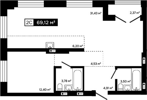 
  Продается 2-комн. квартира 66.75 м², в ЖК Платина. Фото 1.