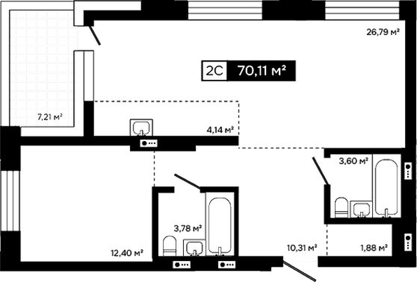 
  Продается 2-комн. квартира 62.9 м², в ЖК Платина. Фото 1.