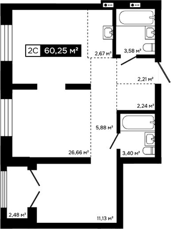 
  Продается 2-комн. квартира 57.77 м², в ЖК Платина. Фото 1.