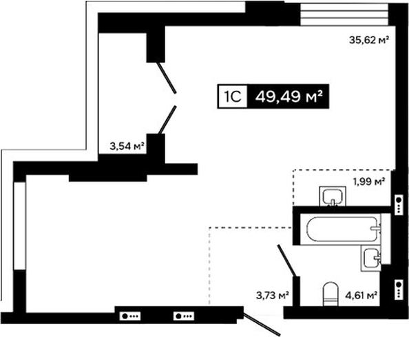 
  Продается студия 45.95 м², в ЖК Платина. Фото 1.