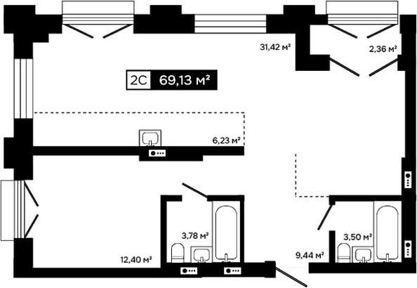 
  Продается 2-комн. квартира 66.77 м², в ЖК Платина. Фото 1.