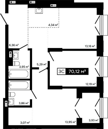 
  Продается 2-комн. квартира 66.19 м², в ЖК Платина. Фото 1.
