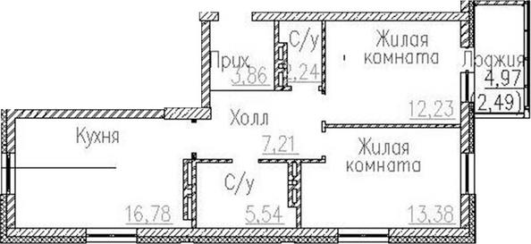 
  Продается 2-комн. квартира 61.24 м², в ЖК Пегас. Фото 1.