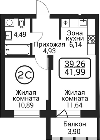 
  Продается 2-комн. квартира 38.09 м², в ЖК Пегас. Фото 1.
