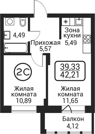 
  Продается 2-комн. квартира 38.09 м², в ЖК Пегас. Фото 1.