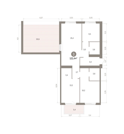
  Продается 3-комн. квартира 122.39 м², в ЖК Пшеница, дом 5.2. Фото 1.