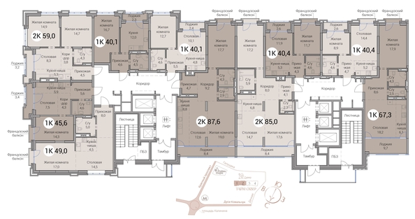 
  Продается 2-комн. квартира 40.4 м², в ЖК Тайм Сквер. Фото 19.