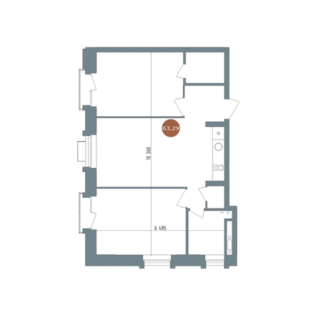
  Продается 2-комн. квартира 63 м², в  19/56 Кварталы Телецентра, 2. Фото 1.