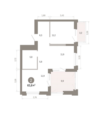 
  Продается 2-комн. квартира 65.71 м², в ЖК Город на озере. Фото 2.