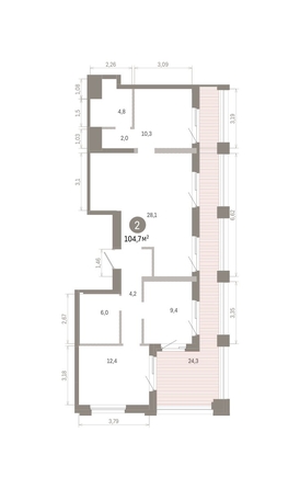 
  Продается 2-комн. квартира 104.66 м², в ЖК Город на озере. Фото 1.