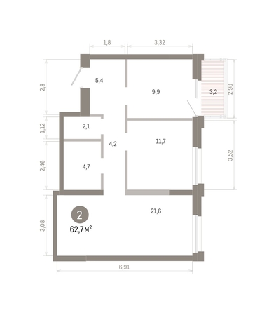 
  Продается 2-комн. квартира 62.68 м², в ЖК Город на озере. Фото 1.