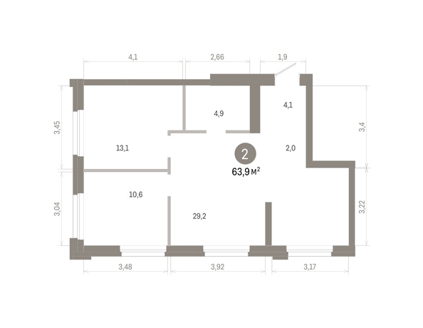 
  Продается 2-комн. квартира 63.92 м², в ЖК Город на озере. Фото 1.