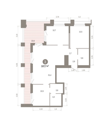 
  Продается 3-комн. квартира 107.72 м², в ЖК Город на озере. Фото 1.