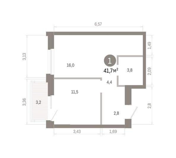
  Продается 1-комн. квартира 41.68 м², в ЖК Город на озере. Фото 1.