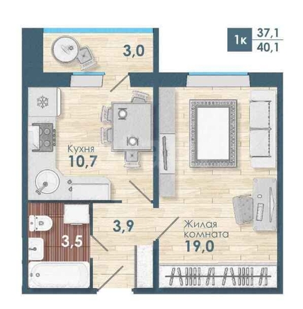 
  Продается 1-комн. квартира 37 м², в ЖК Чистая Слобода, дом 71. Фото 13.