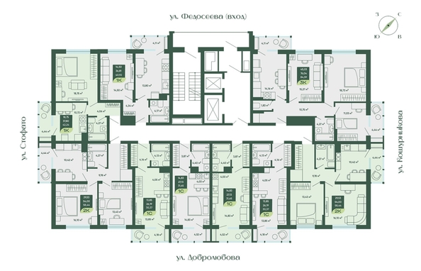 
  Продается 2-комн. квартира 58.44 м², в ЖК Мичурин. Фото 1.